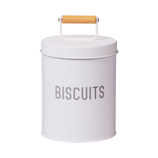 Vintage Enamel Canister Biscuits White