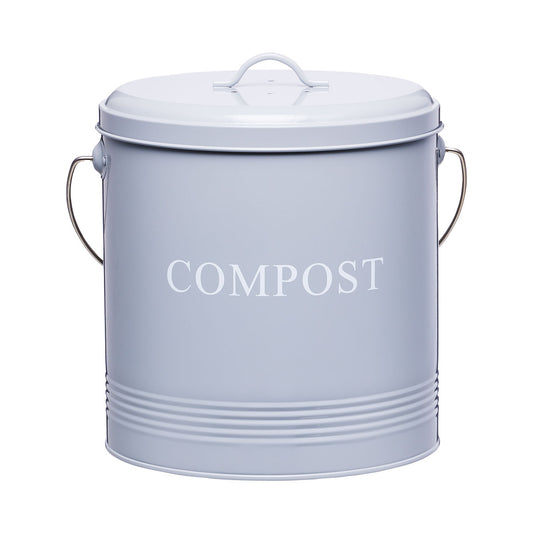 Enamel Compost Bin With Liner Grey 5L