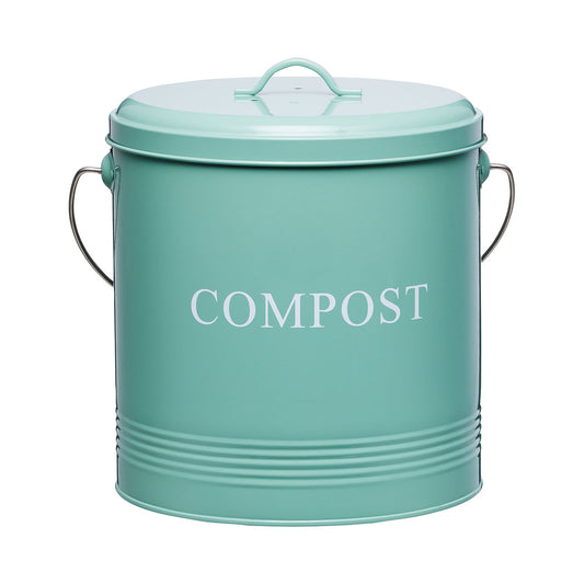 Enamel Compost Bin With Liner Sage 5L