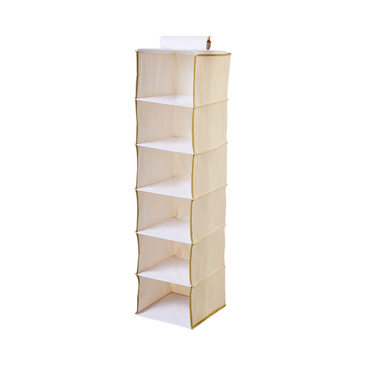 6-Shelf Wardrobe Organiser Stripes Beige