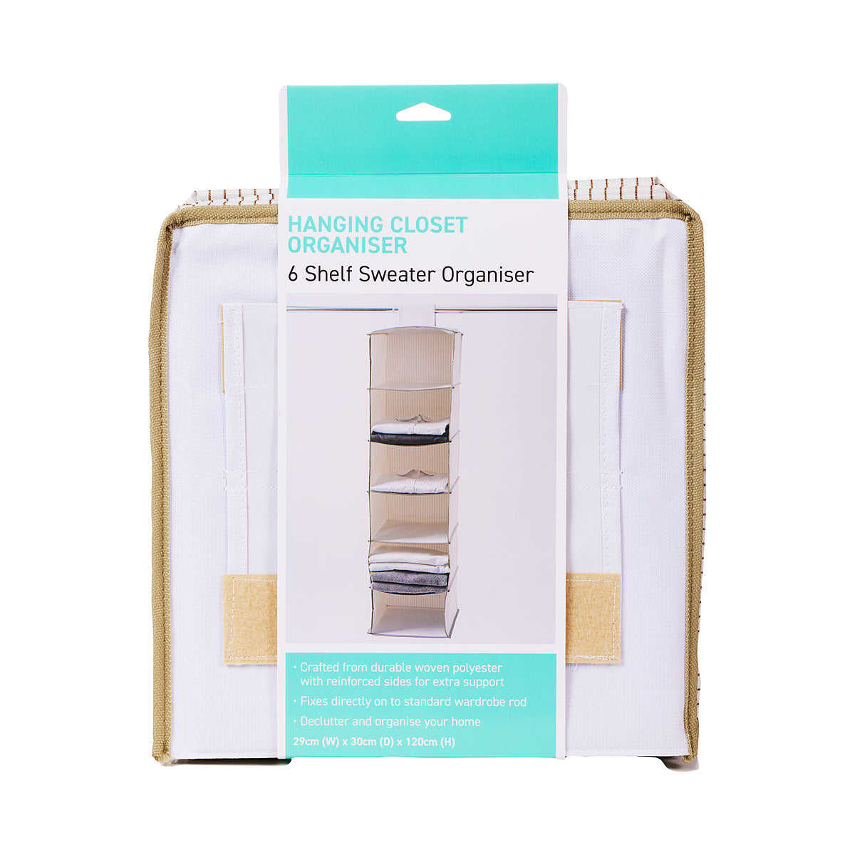 6-Shelf Wardrobe Organiser Stripes Beige