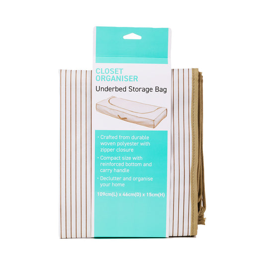 Underbed Storage Bag Stripes Beige