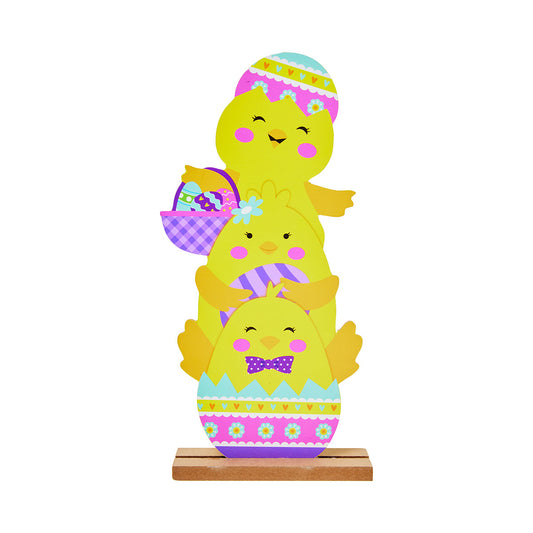 Easter Bunny Chick Tiered Plaque