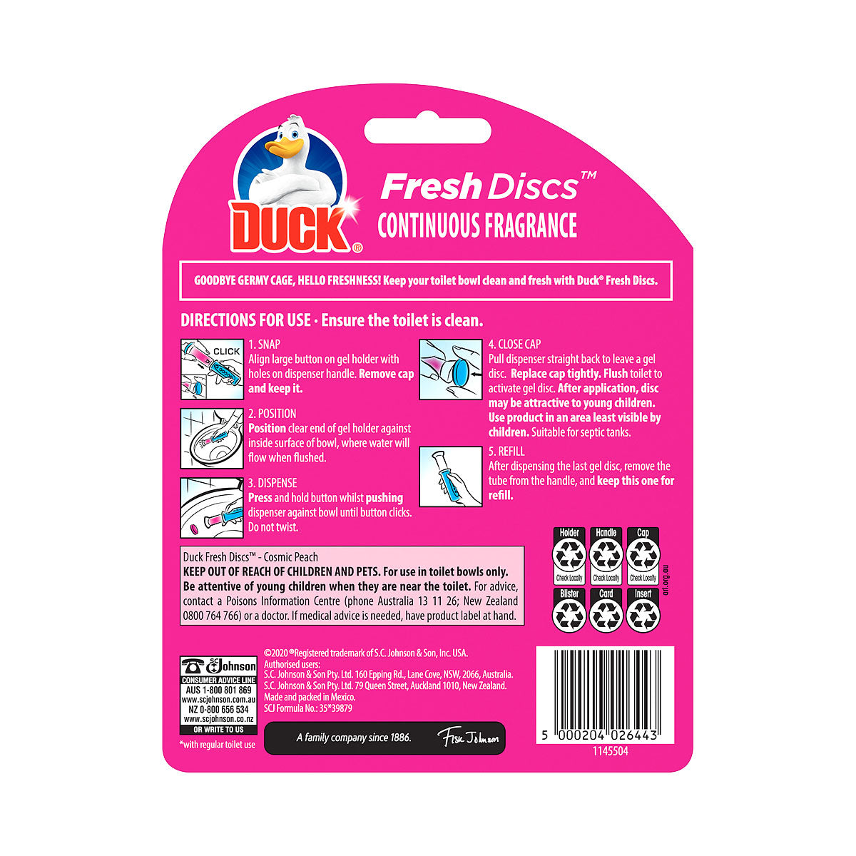 Duck Fresh Discs Toilet Cleaner Cosmic Peach 36mL