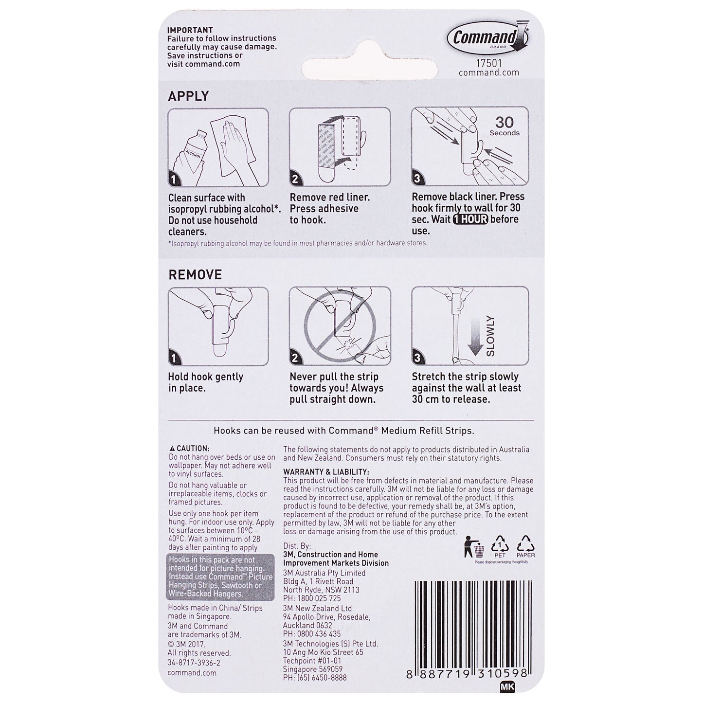 Command Basics Removeable Hook Medium 2pk
