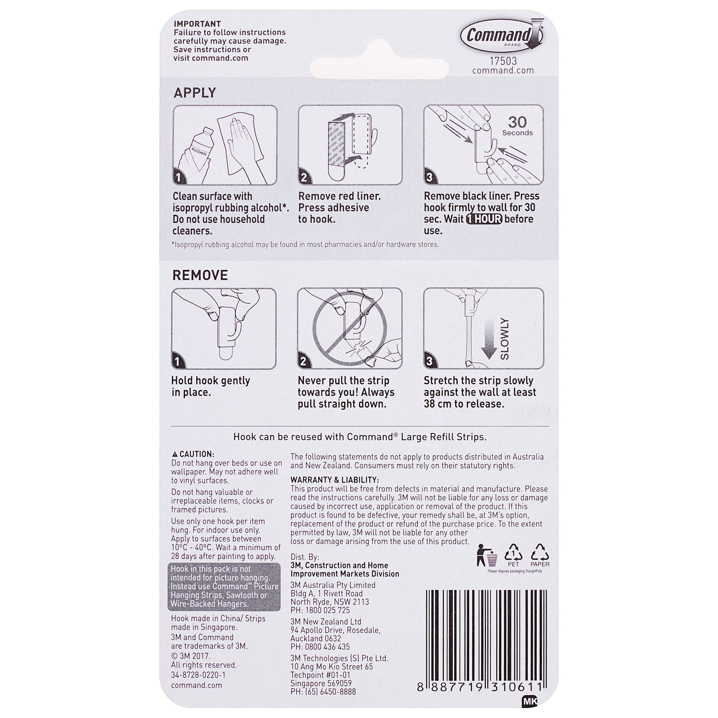 Command Basics Removeable Hook Large 1pk