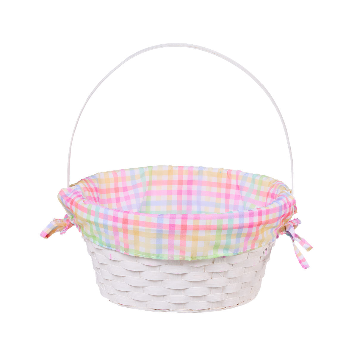 Easter White Basket With Patterned Fabric