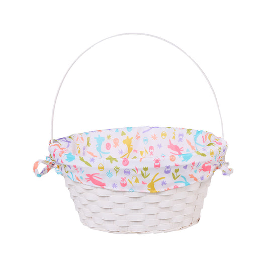 Easter White Basket With Patterned Fabric