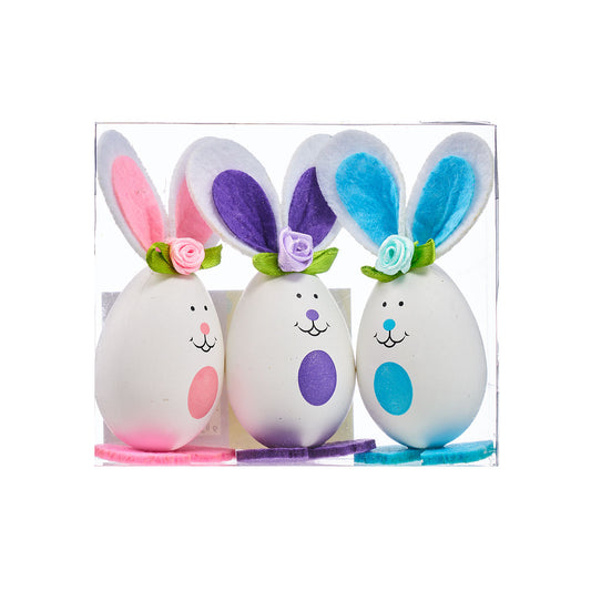 Easter Bunny Eggs Florals 3pk