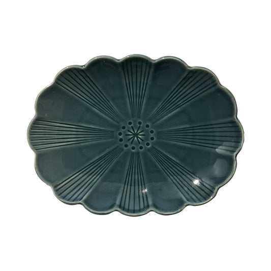 Midnight Flower Reactive Oval Plate Assorted