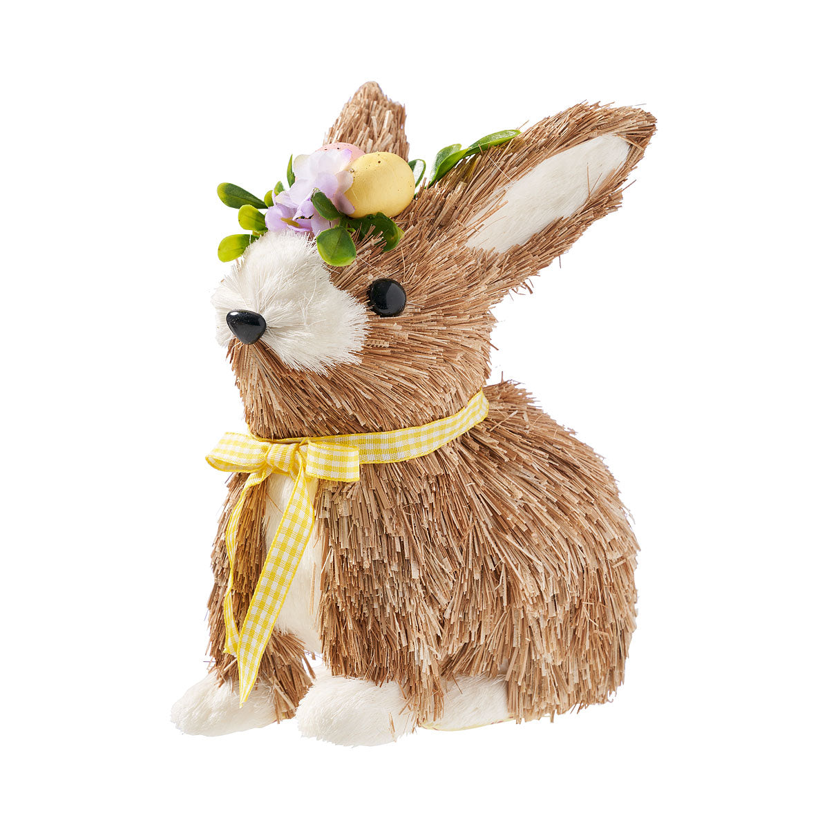 Easter Straw Sitting Bunny With Flowers