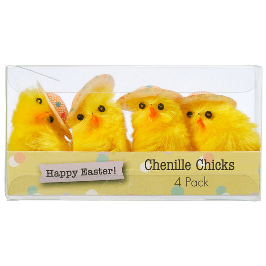 Easter Chenille Chicks 4.5cm 4pk