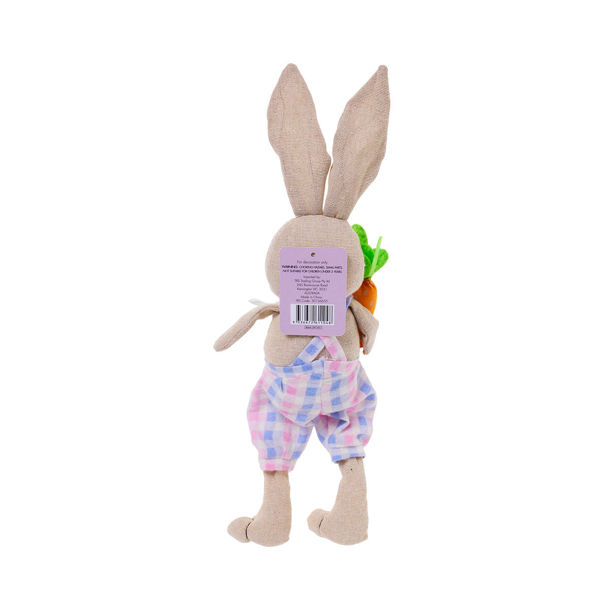 Easter Bunny In Overalls Decoration Assorted