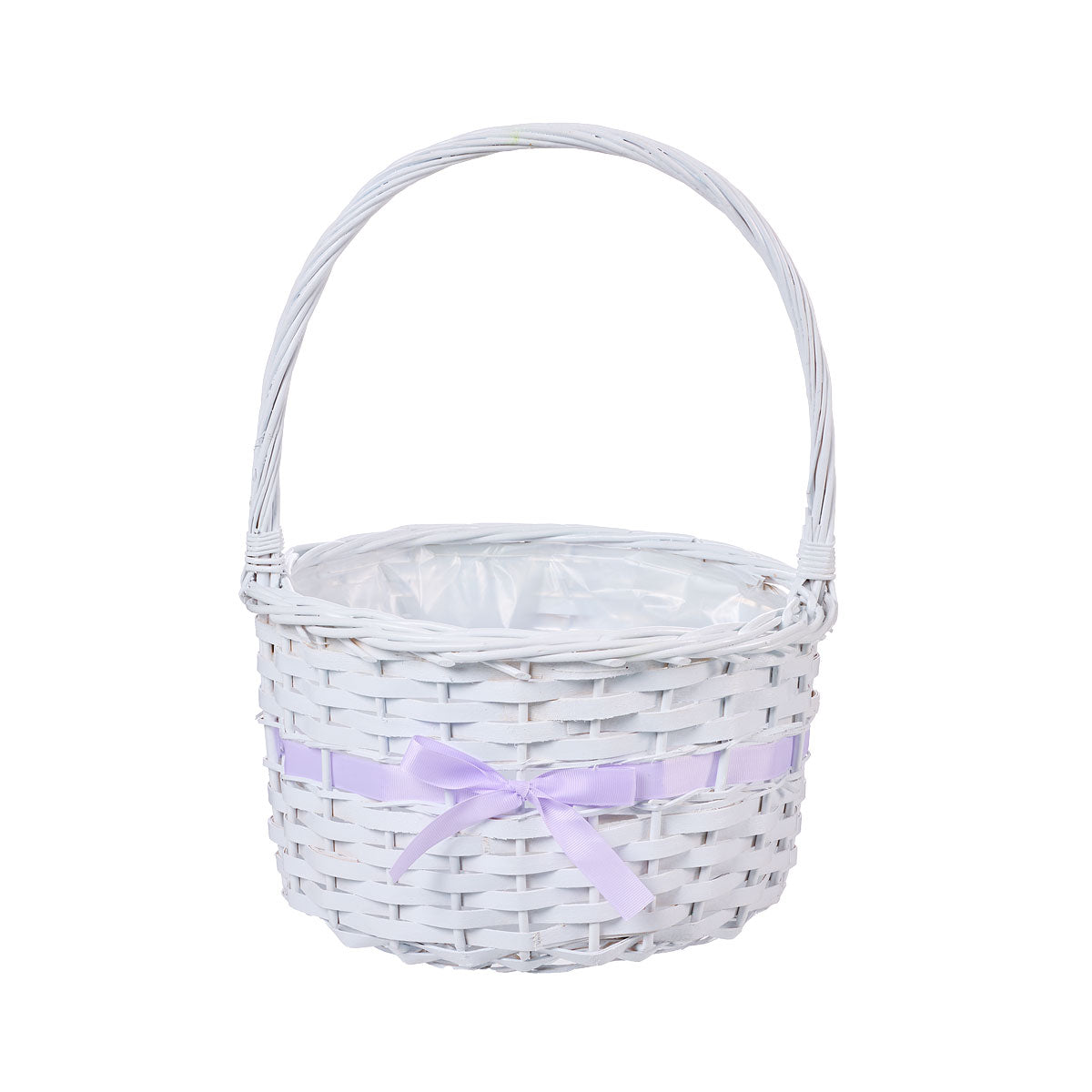 Easter Basket White With Ribbon Large