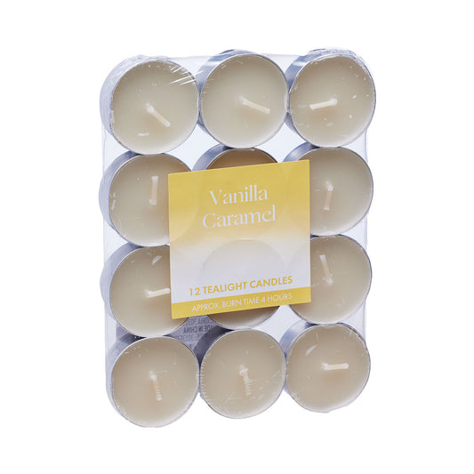 Scented Tealight Candles Vanilla Caramel 4hr 12pk