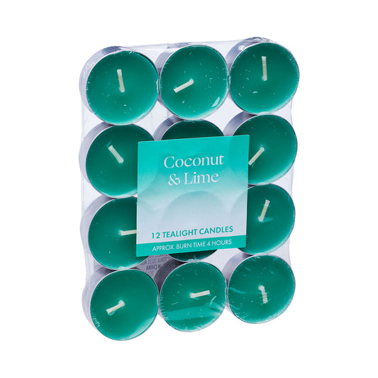 Scented Tealight Candles Coconut &Lime 4hr 12pk