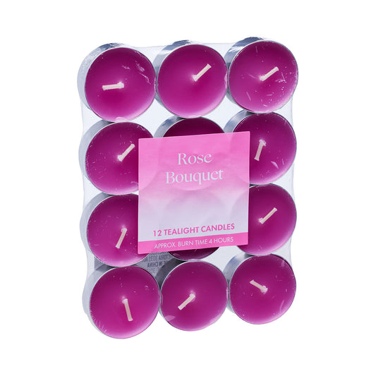 Scented Tealight Candles Rose Bouquet 4hr 12pk