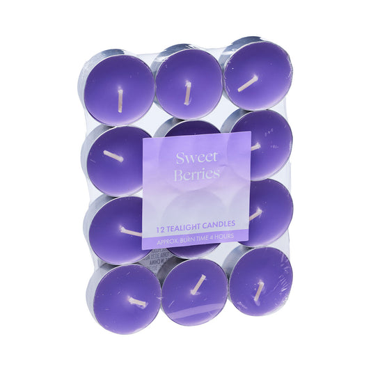 Scented Tealight Candles Sweet Berries 4hr 12pk