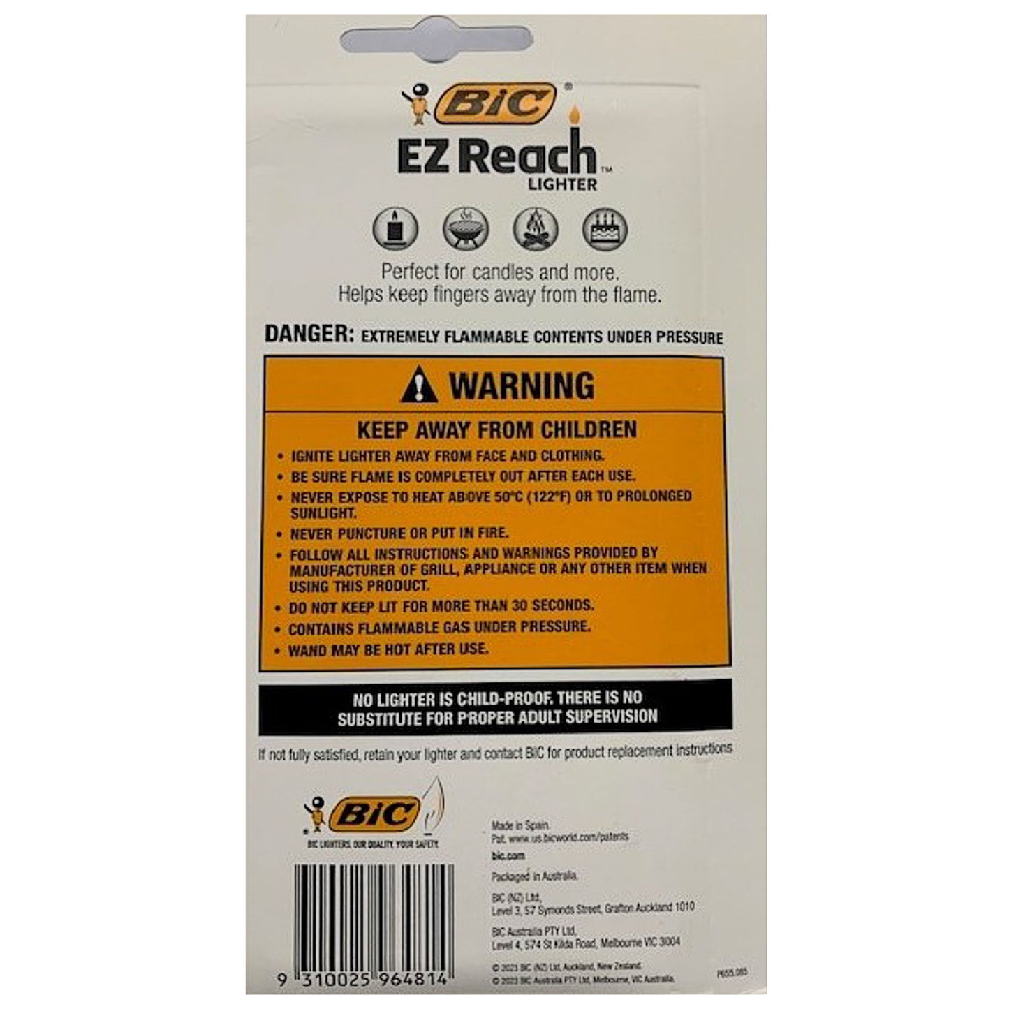 Bic Ez Reach Lighter 2pk