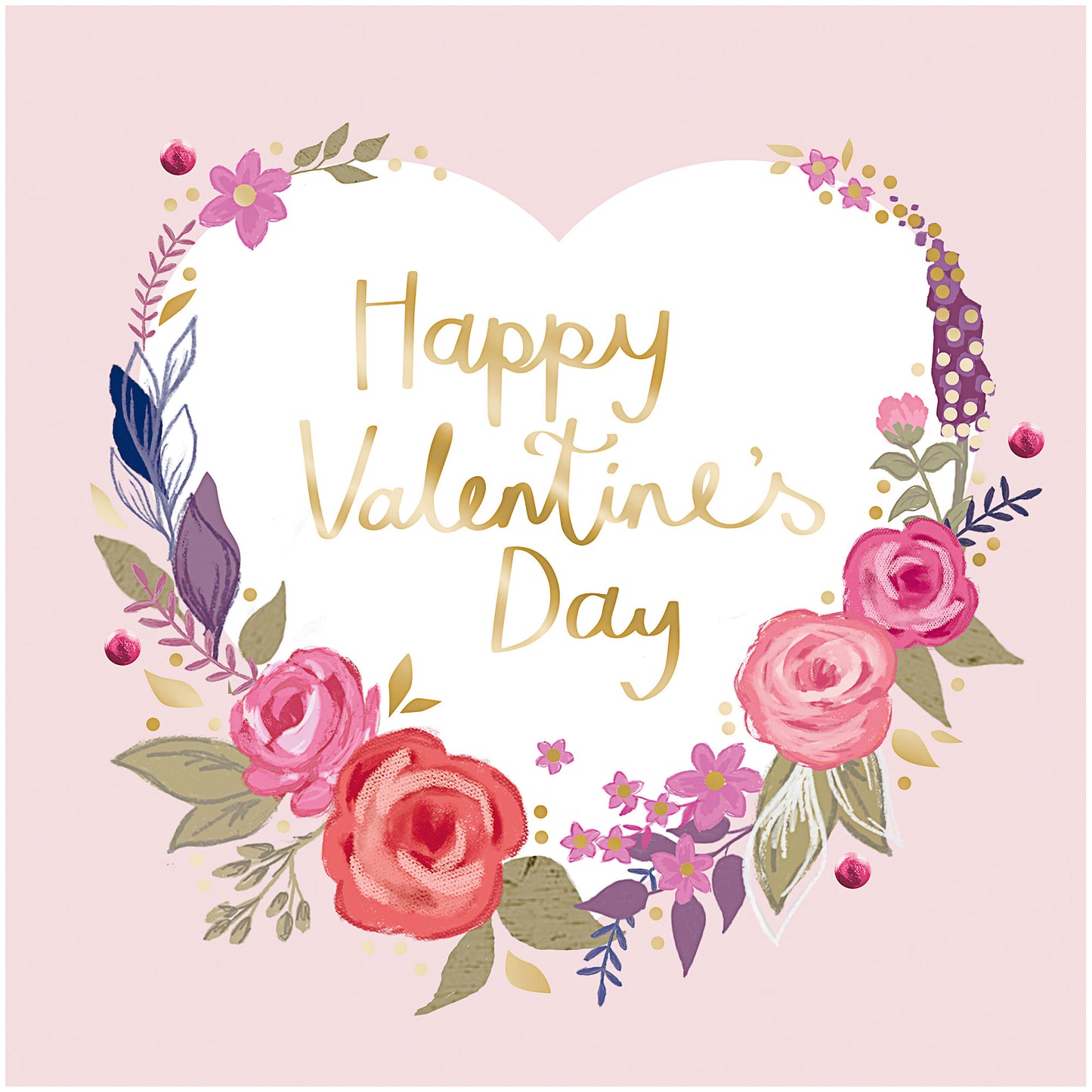 Valentine's Day Card Floral Heart Pink