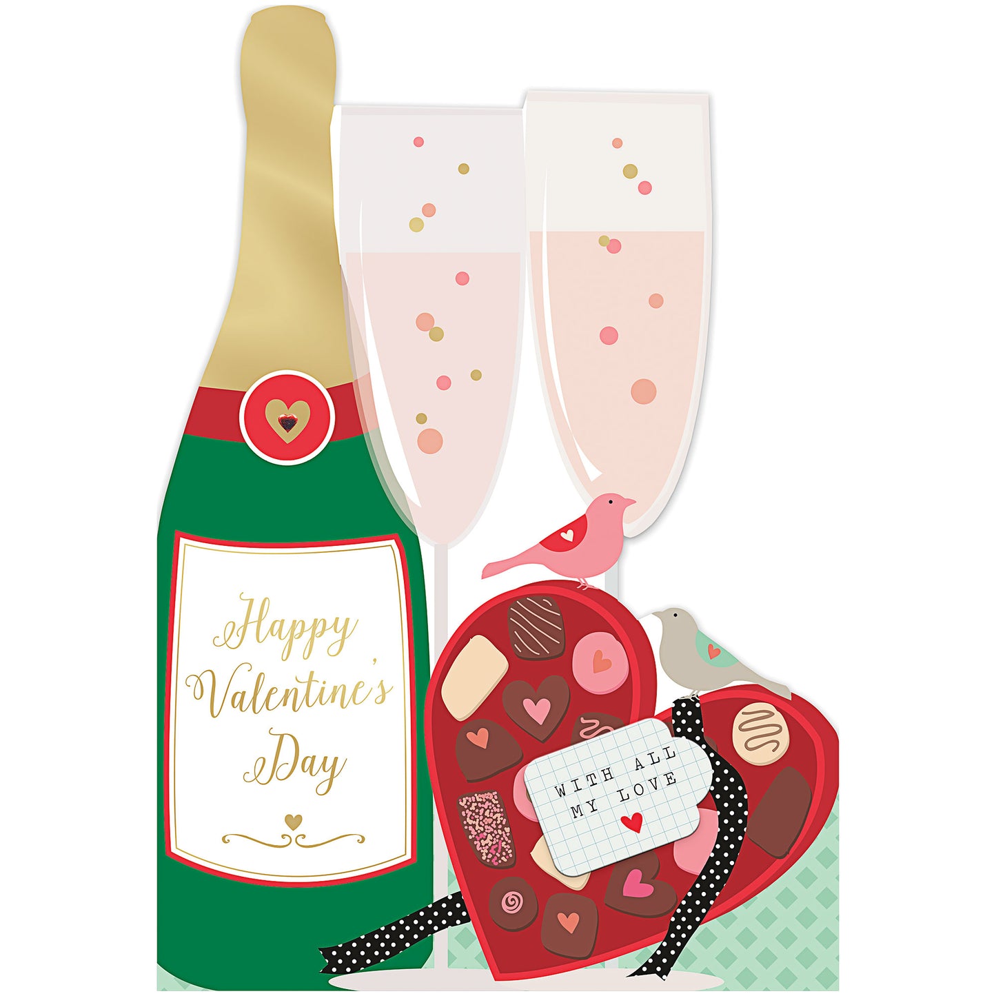 Valentine's Day Card Champagne N Chocolates