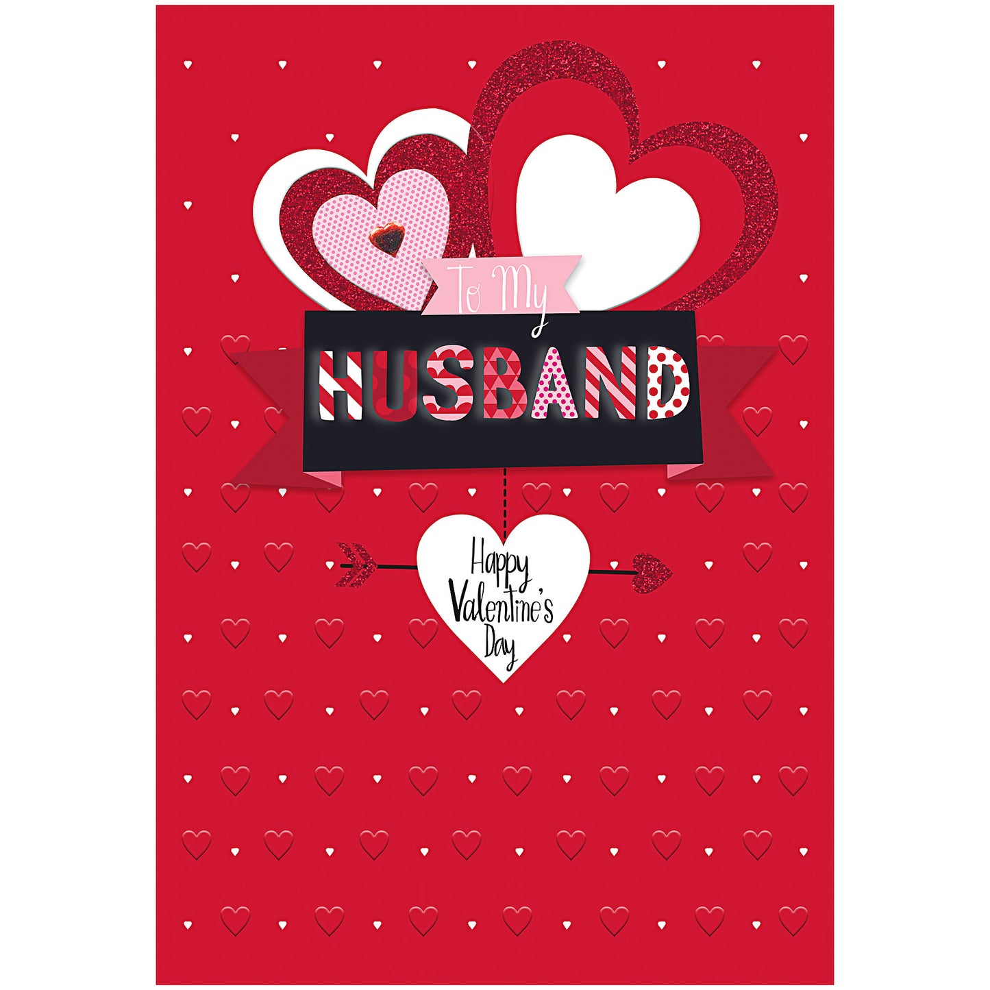 Valentine's Day Card To My Husband Red Hearts