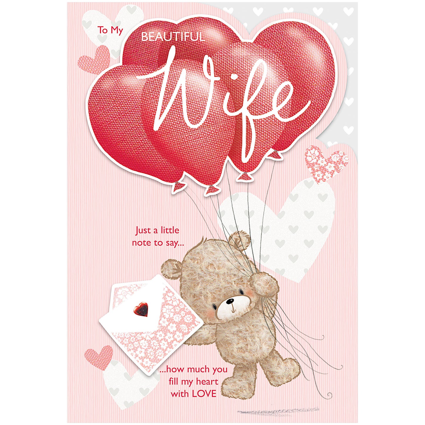 Valentine's Day Card To My Beautiful Wife Bear N Balloons