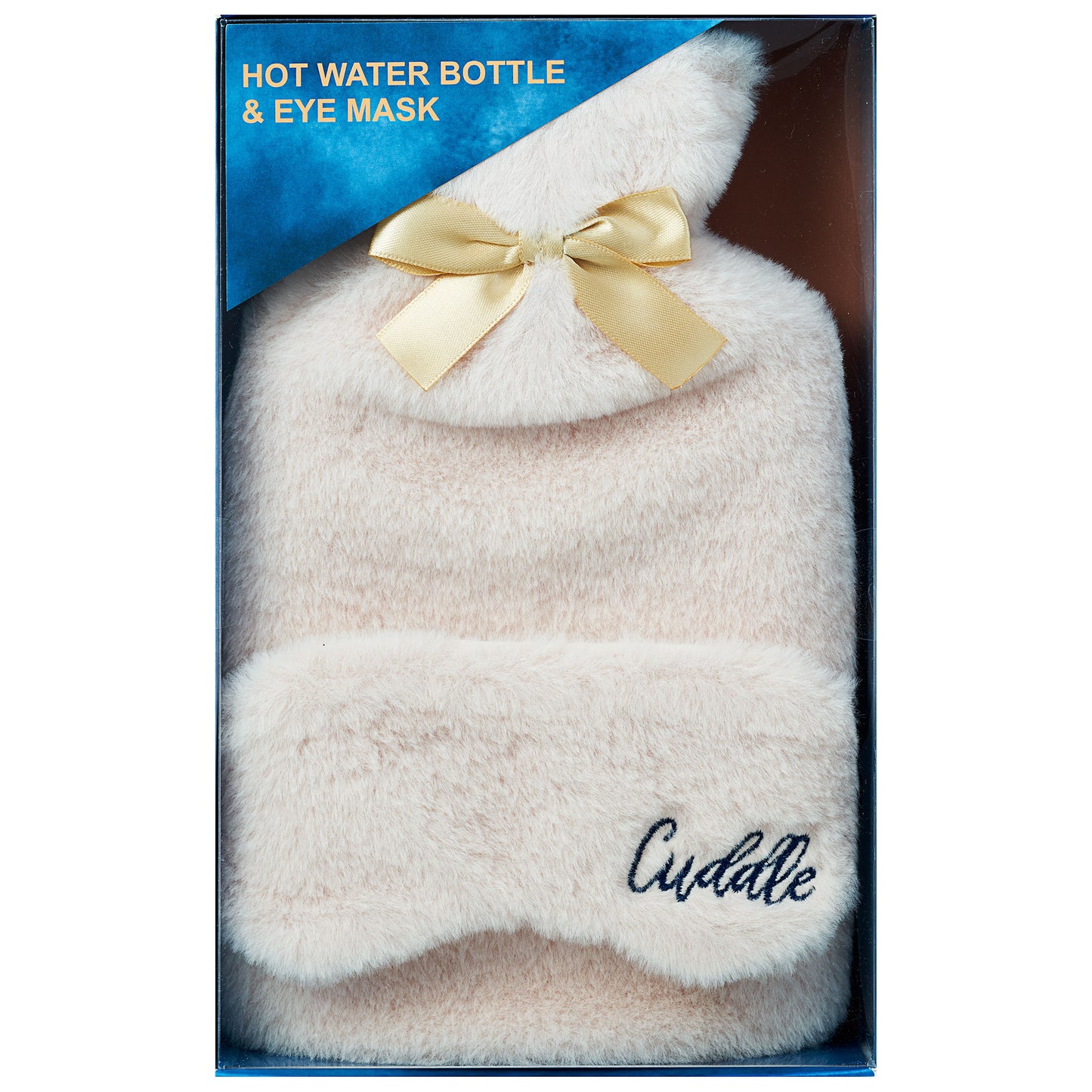 Hot Water Bottle 750mL With Faux Fur Cover & Eye Mask Assorted