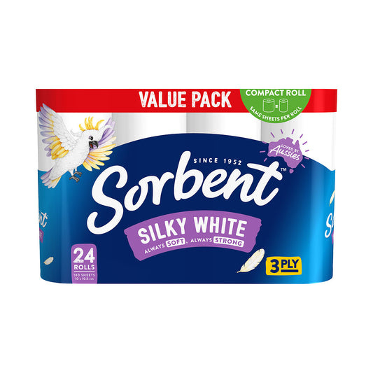 Sorbent Silky White Toilet Paper 24pk