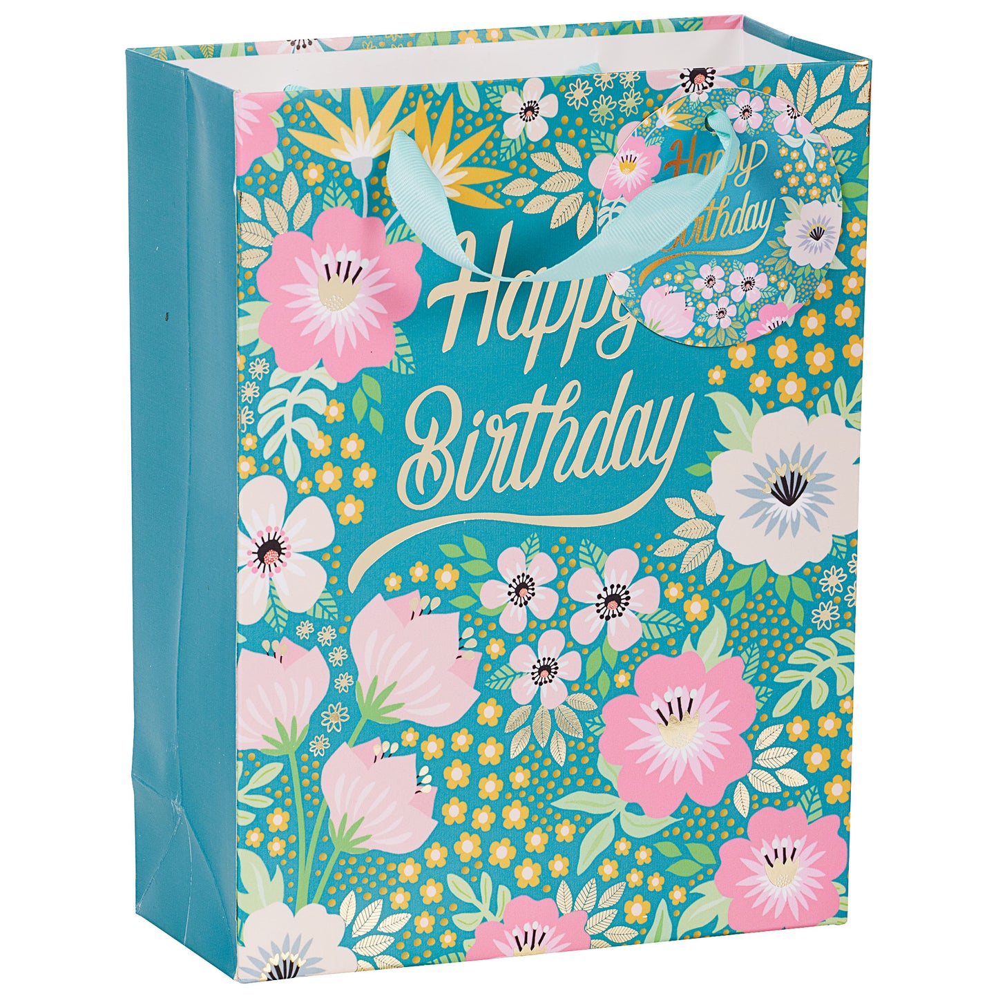 Gift Bag Teal Birthday Medium