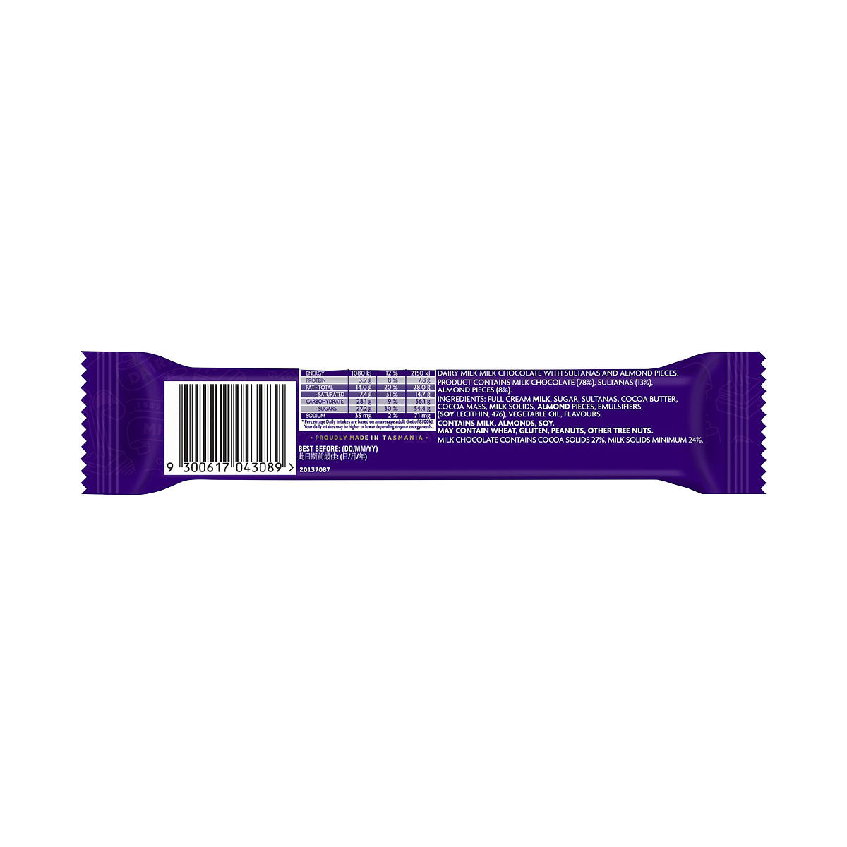 Cadbury Fruit And Nut 50g