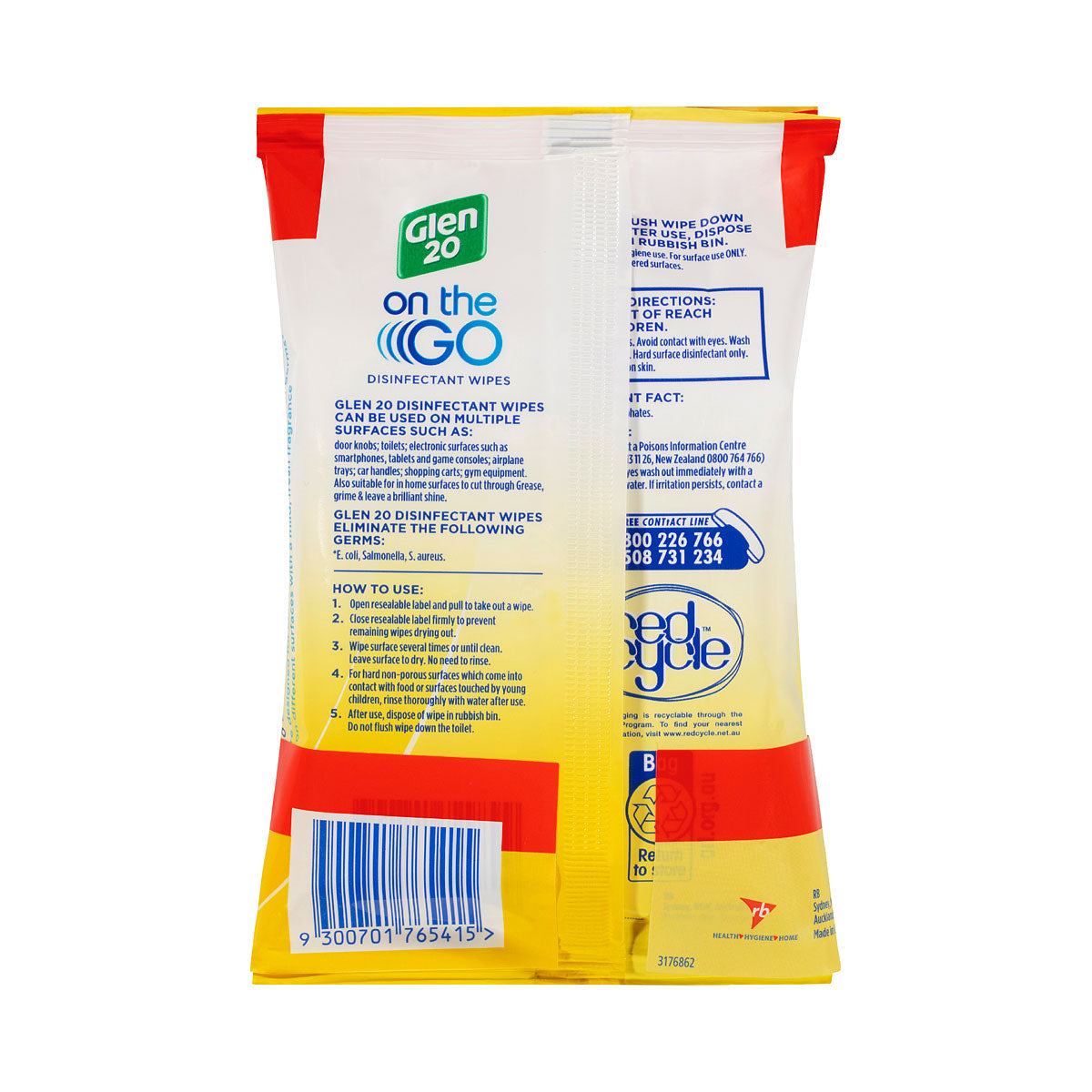 Glen 20 On The Go Wipes Lemon 15pk