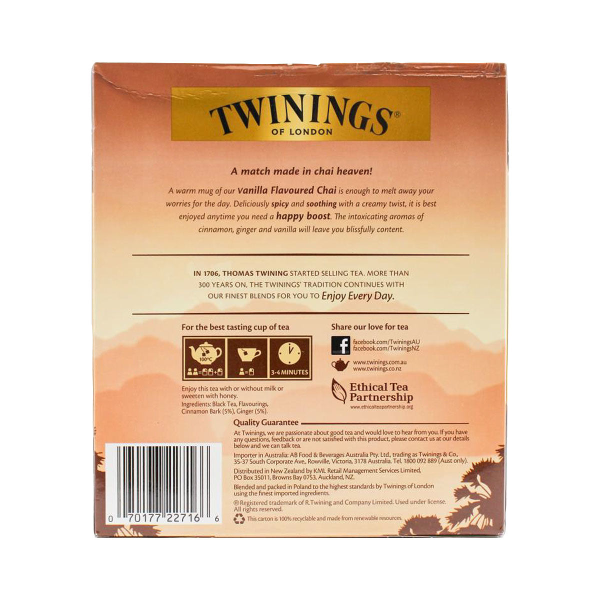 Twinings Chai Vanilla Tea Bags 160g 80bags