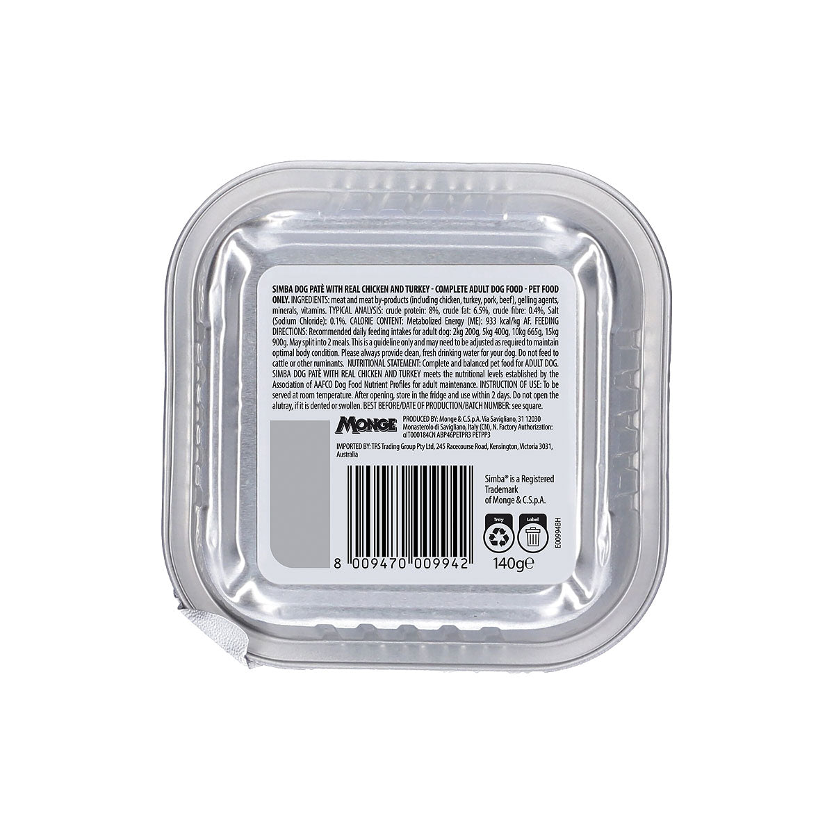 Simba Dog Food Chicken & Turkey 140g