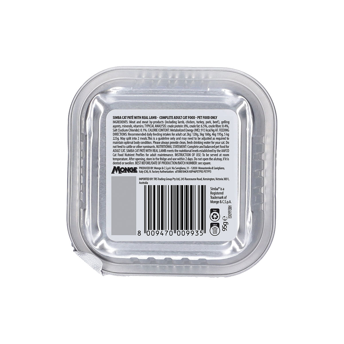 Simba Cat Food Lamb 95g