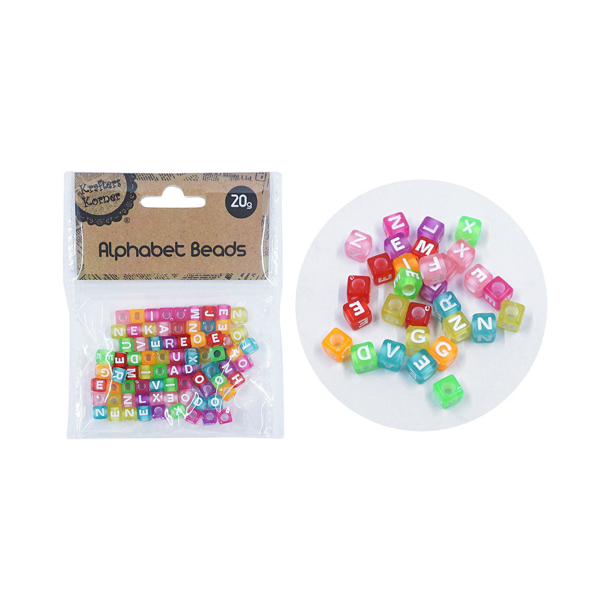Alphabet Coloured Beads 20g