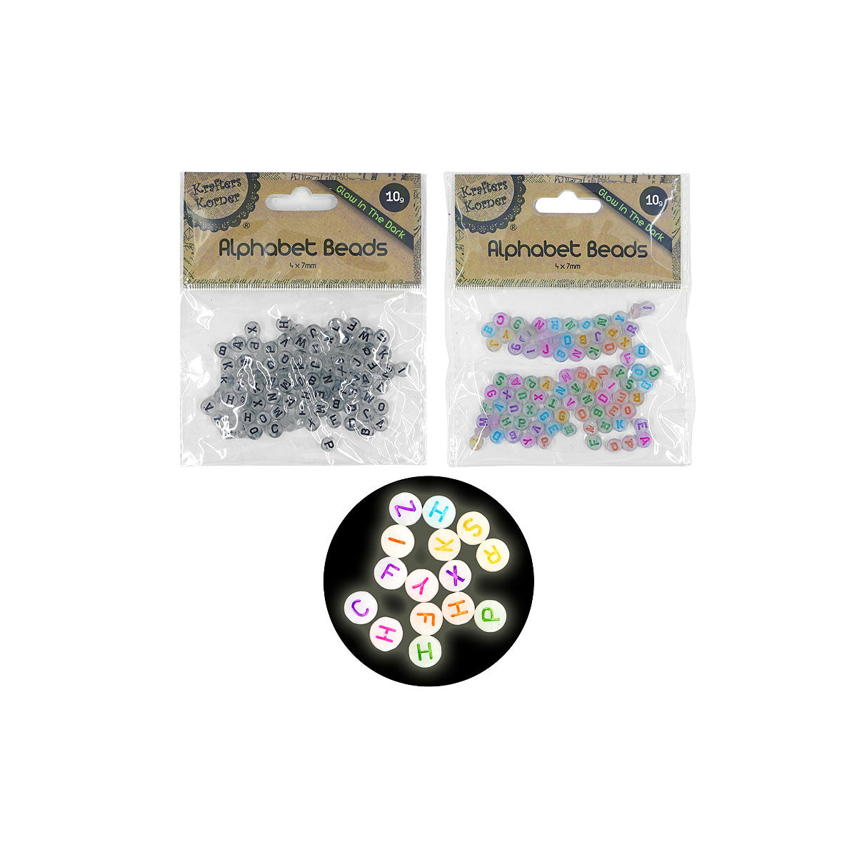 Glow Beads Alphabets Assorted