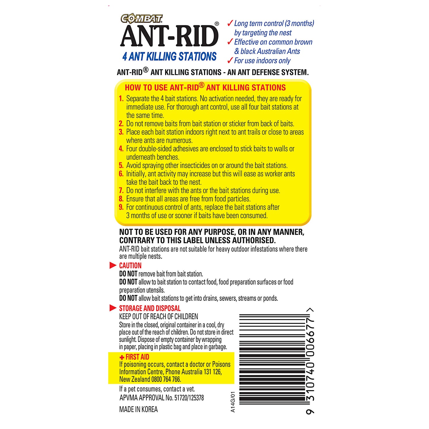 Combat Ant-Rid Bait Station 4pk