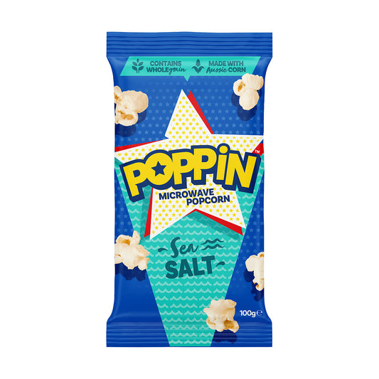 Poppin Microwave Popcorn Sea Salt 100g