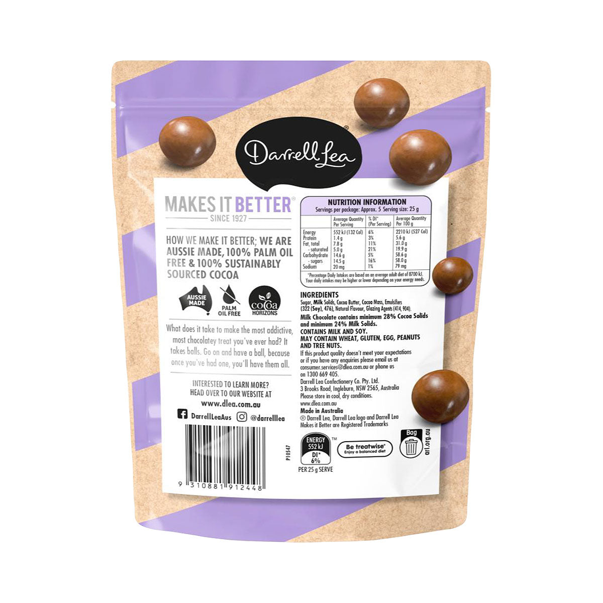 Darrell Lea Milk Chocolate Balls 120g