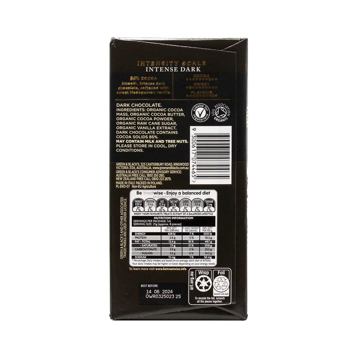 Green & Black's Organic Intense Dark Chocolate 9