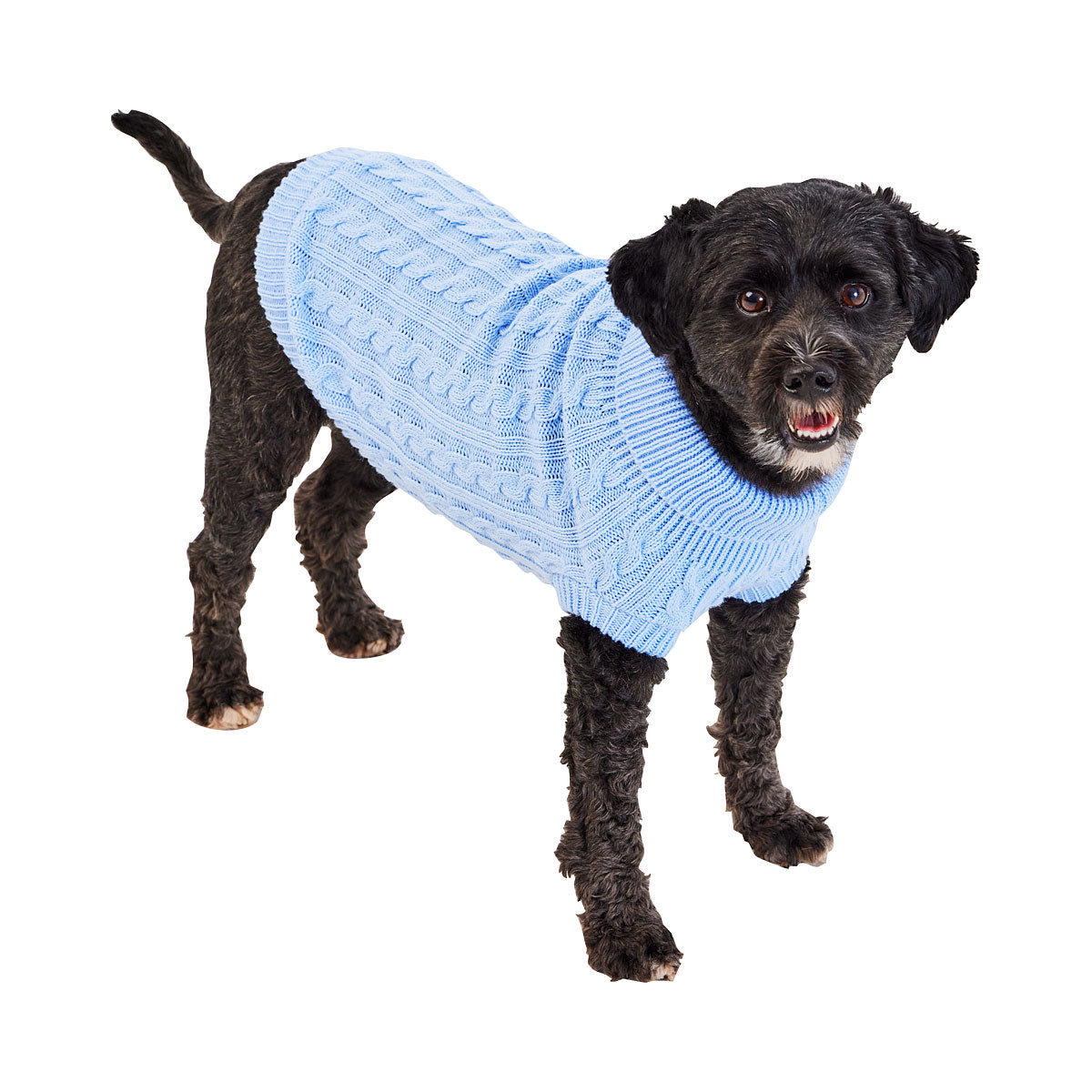 Alex Pet Cable Knit Jumper Powder Blue/Grey Small 25-45cm