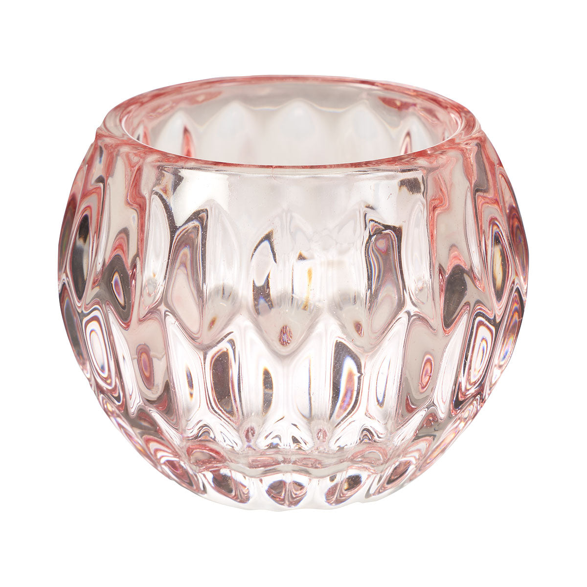 Sphere Glass Tealight Candle Holder Clear/Pink