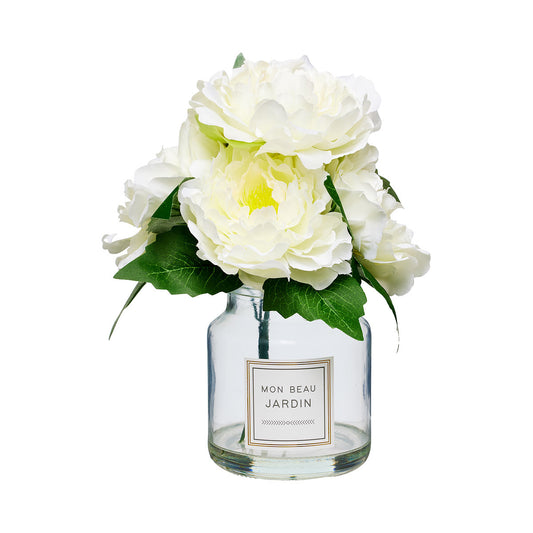 Jardin Faux Florals In Vase Peach/Cream