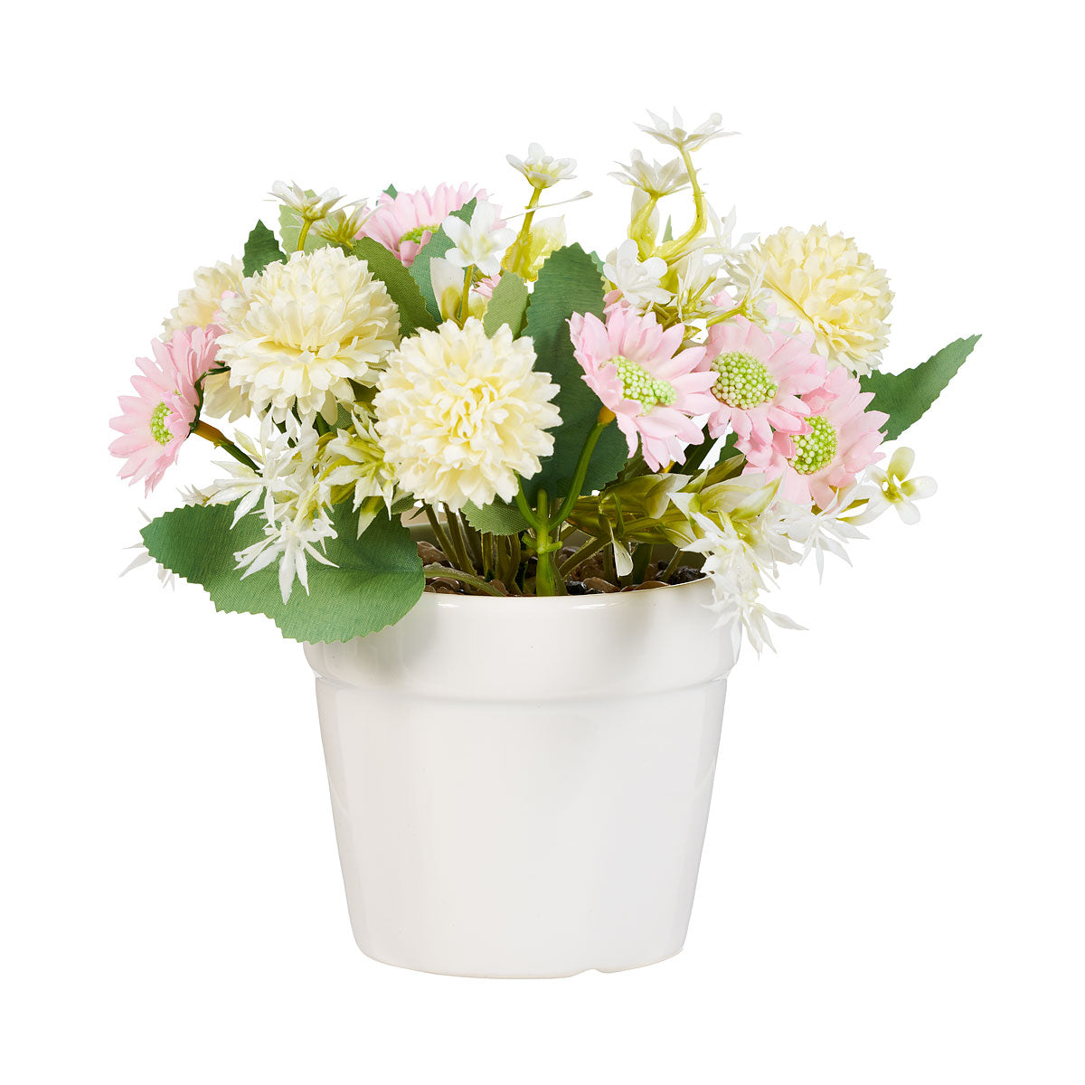 Faux Meadow Garden In Pot Peach/White