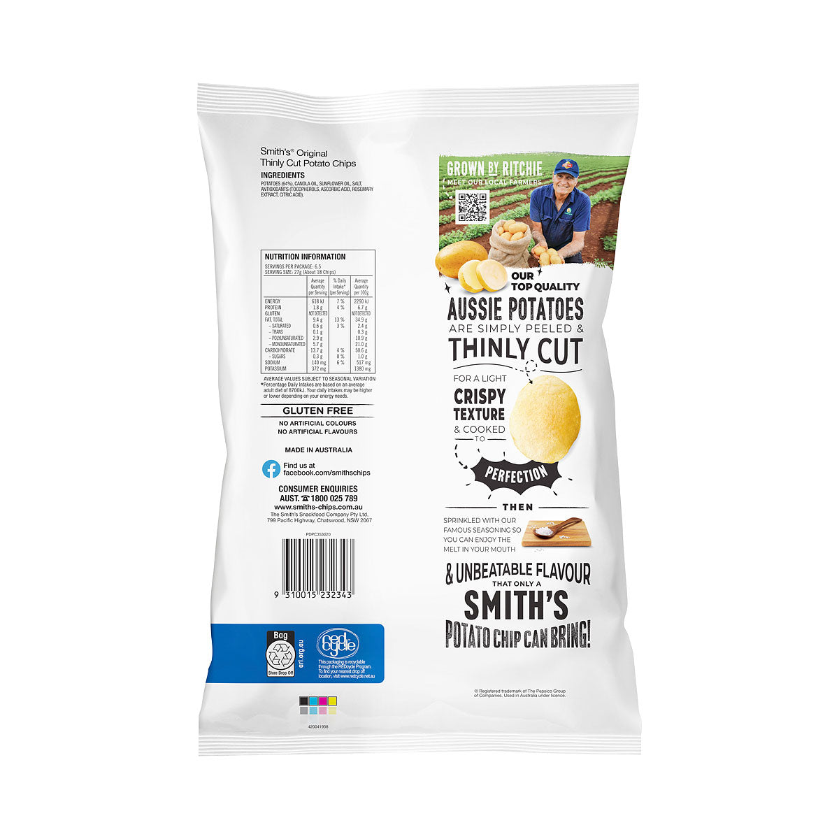 Smiths Thinly Cut Original Chips 175g