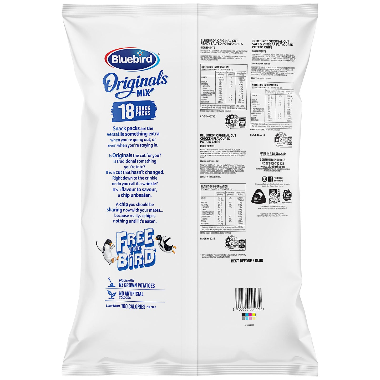 Bluebird Original Mix Chips 324g 18pk
