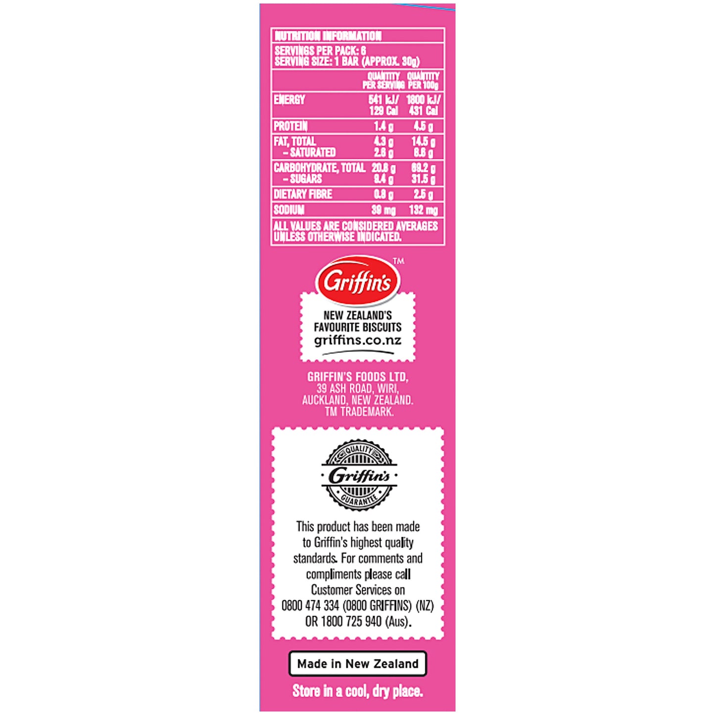 Griffin's Cookie Bear Muesli Bars Hundreds & Thousands 6pk 180g