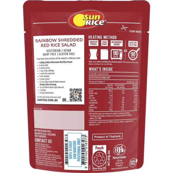 Sunrice Microwave Red Rice Pouch 250g