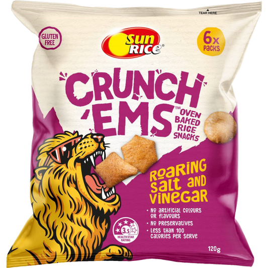 Sunrice Crunch'ems Salt & Vinegar 120g 6pk